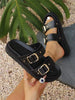 2026 New Metal Ring Thick Sole Slide Sandals, Women's Flat Non-Slip Beach Thong Slippers