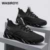 WASIROYI Men's Blade Sole Running Shoes, Breathable Mesh Athletic Sneakers With Shock-Absorbing Cushioning, Lightweight Footwear For Jogging, Gym